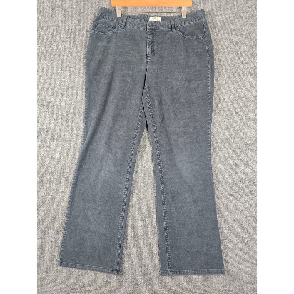St Johns Bay Women Gray Corduroy Straight Fit Secret Slender Pants Size 16W‎